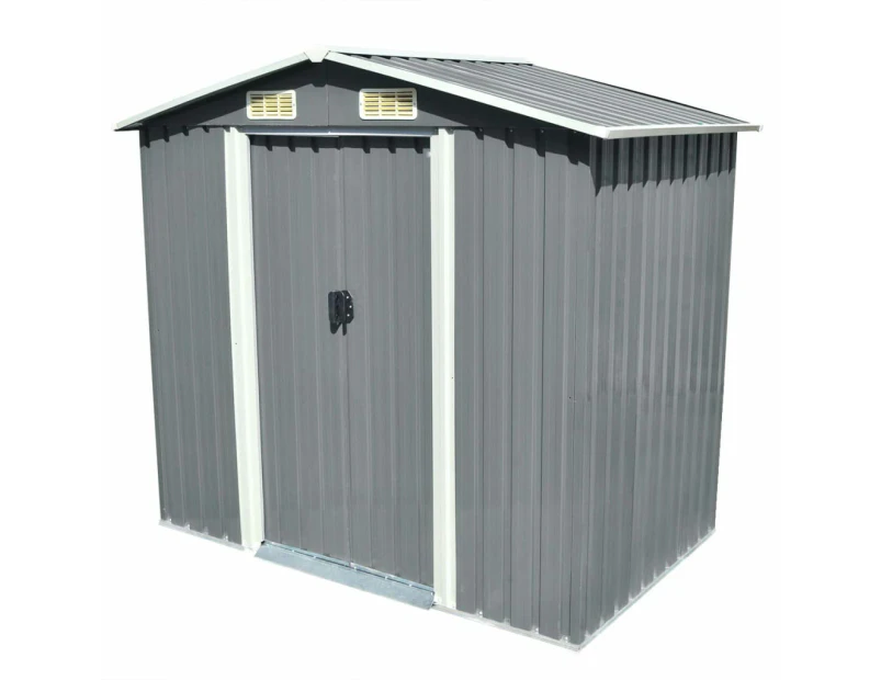 vidaXL Garden Storage Shed Grey Metal 204x132x186 cm