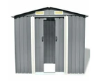 vidaXL Garden Storage Shed Grey Metal 204x132x186 cm