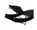 vidaXL Sun Lounger with Pillow Poly Rattan Black