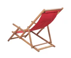 vidaXL Folding Beach Chair Fabric and Wooden Frame Red