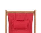 vidaXL Folding Beach Chair Fabric and Wooden Frame Red