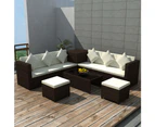 vidaXL 8 Piece Garden Lounge Set with Cushions Poly Rattan Brown