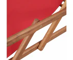 vidaXL Folding Beach Chair Fabric and Wooden Frame Red