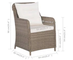 vidaXL Outdoor Chairs with Cushions 2 pcs Poly Rattan Brown