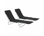 vidaXL Folding Sun Loungers 2 pcs Steel and Fabric Black