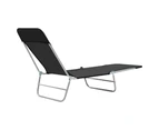 vidaXL Folding Sun Loungers 2 pcs Steel and Fabric Black