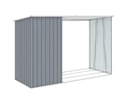 vidaXL Garden Firewood Shed Grey 245x98x159 cm Galvanised Steel