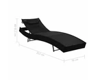 vidaXL Sun Loungers 2 pcs with Table Poly Rattan and Textilene Black