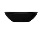 vidaXL Luxury Ceramic Basin Oval-shaped Sink Black 40 x 33 cm