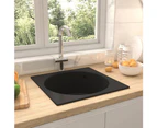 vidaXL Kitchen Sink with Overflow Hole Black Granite