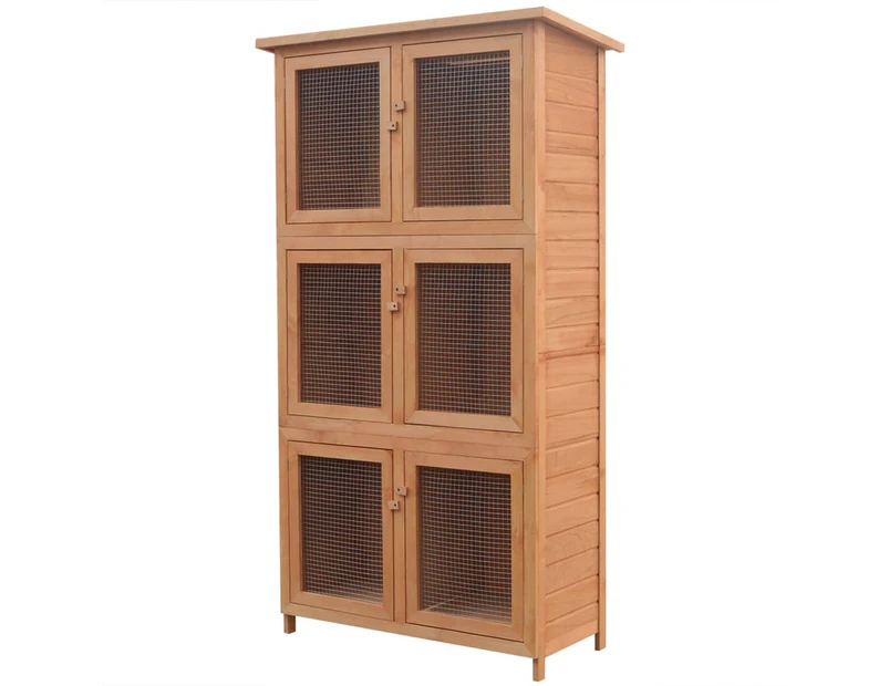 vidaXL Animal Rabbit Cage 6 Rooms Wood