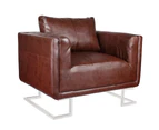 vidaXL Cube Armchair with Chrome Feet Brown Faux Leather