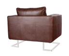 vidaXL Cube Armchair with Chrome Feet Brown Faux Leather