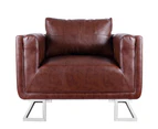 vidaXL Cube Armchair with Chrome Feet Brown Faux Leather