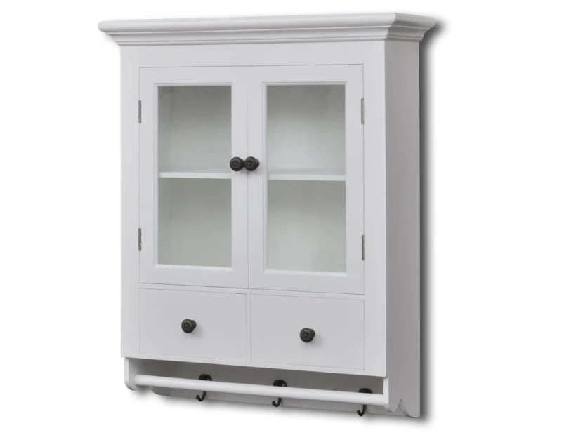 vidaXL Wooden Kitchen Wall Cabinet with Glass Door White