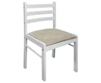 vidaXL Dining Chairs 4 pcs White Solid Rubber Wood and Velvet