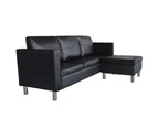 vidaXL Sectional Sofa 3-Seater Artificial Leather Black