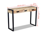 vidaXL Console Table with 3 Drawers Solid Mango Wood 110x35x78 cm