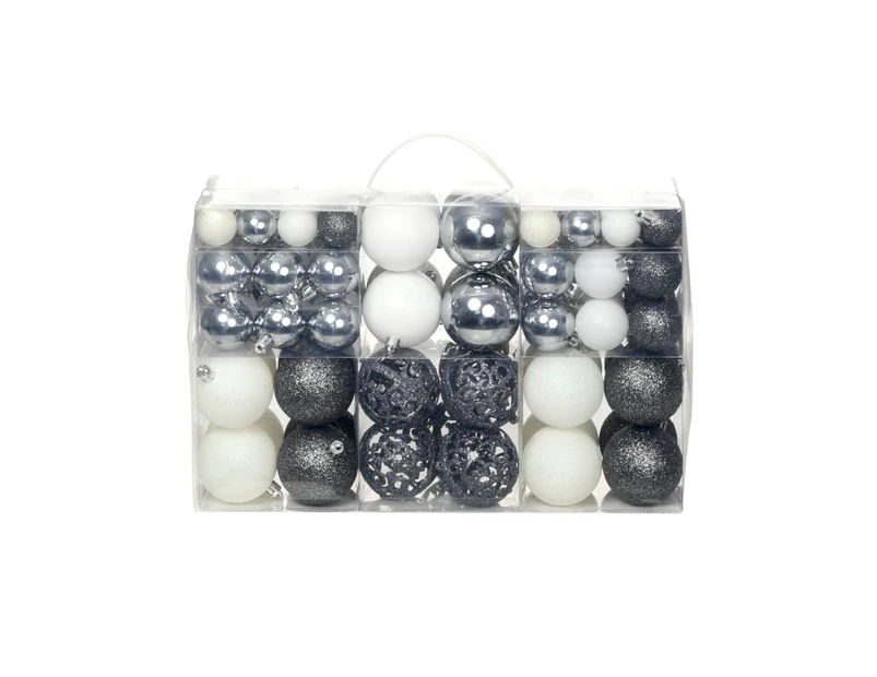 vidaXL 100 Piece Christmas Ball Set 3/4/6 cm White/Grey