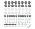 vidaXL 100 Piece Christmas Ball Set 3/4/6 cm White/Grey