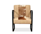 vidaXL Lounge Chair Cream Genuine Goatskin and Canvas