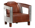 Aviator Armchair Brown Real Leather