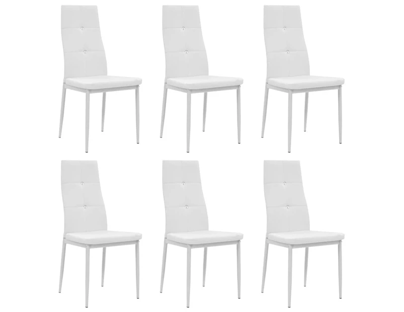 vidaXL Dining Chairs 6 pcs White Faux Leather