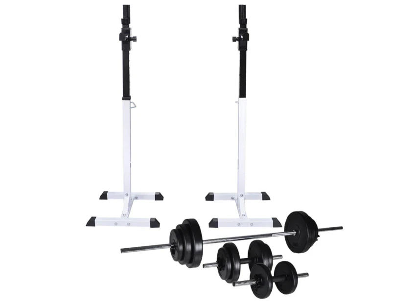vidaXL Barbell Squat Rack with Barbell and Dumbbell Set 30.5 kg