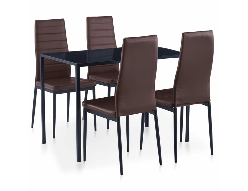 vidaXL Five Piece Dining Set Brown