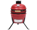 vidaXL 2-in-1 Kamado Barbecue Grill Smoker Ceramic 56 cm Red
