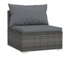 3-Seater Sofa with Cushions Grey Poly Rattan