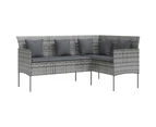 vidaXL 5 Piece L-shaped Couch Sofa Set with Cushions Poly Rattan Grey