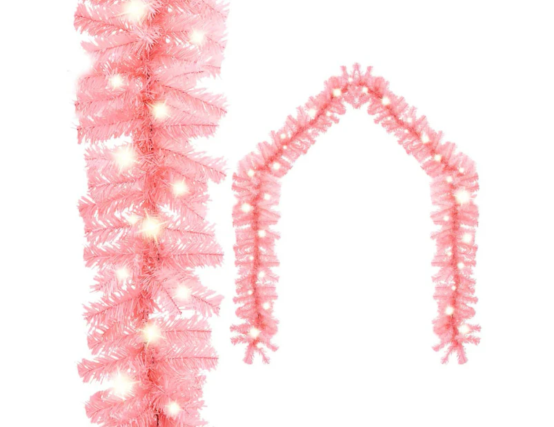 Christmas Garland with LED Lights 10 m Pink