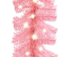 Christmas Garland with LED Lights 20 m Pink