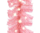 Christmas Garland with LED Lights 10 m Pink