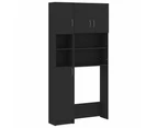 Washing Machine Cabinet Set Black Engineered Wood