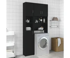 Washing Machine Cabinet Set Black Engineered Wood