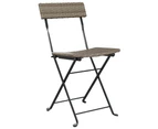 vidaXL Folding Bistro Chairs 4 pcs Grey Poly Rattan and Steel
