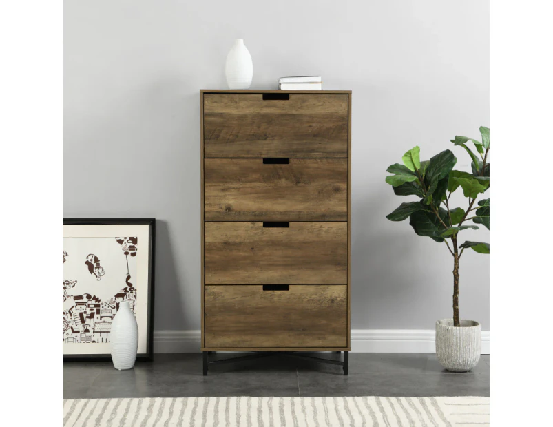Kodu Austin Chest 4 drawers Tallboy Storage Dresser Industrial woodgrain and black