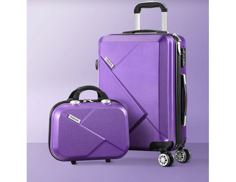 Mazam 2PCS Luggage Suitcase Trolley Set Travel TSA Lock Storage Hard Case Purple