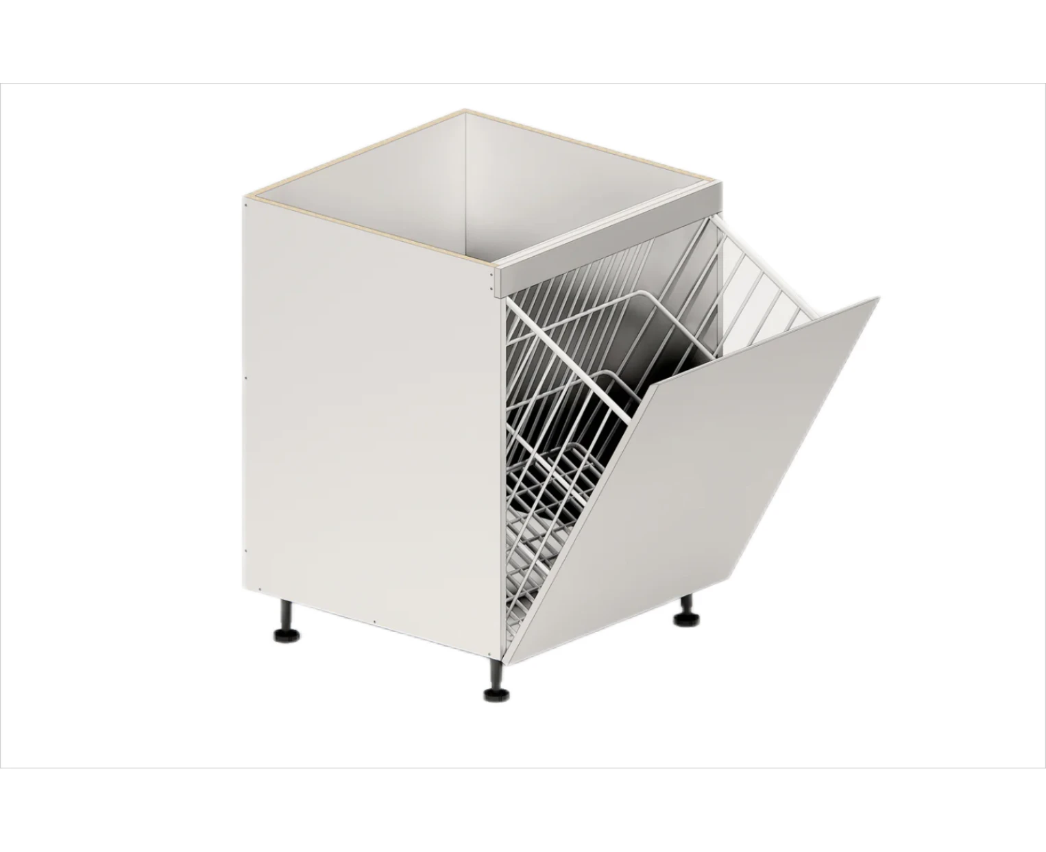 600*590*725mm Satin White Floor Cabinet With Hamper