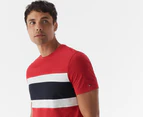 Tommy Hilfiger Men's Colourblock Nantucket Stripe Tee / T-Shirt / Tshirt - Primary Red