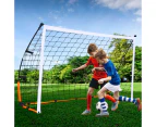 ADVWIN 2.4M Wide Soccer Goal Large Portable Practice Soccer Net for Junior, Adults, with Carry Bag