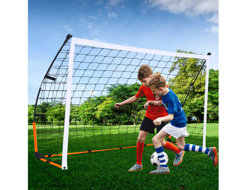 ADVWIN 2.4M Wide Soccer Goal Large Portable Practice Soccer Net for Junior, Adults, with Carry Bag