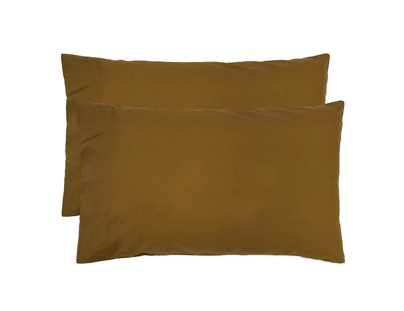 Bambury Temple Organic Cotton Pillowcase Pair Standard - Tobacco