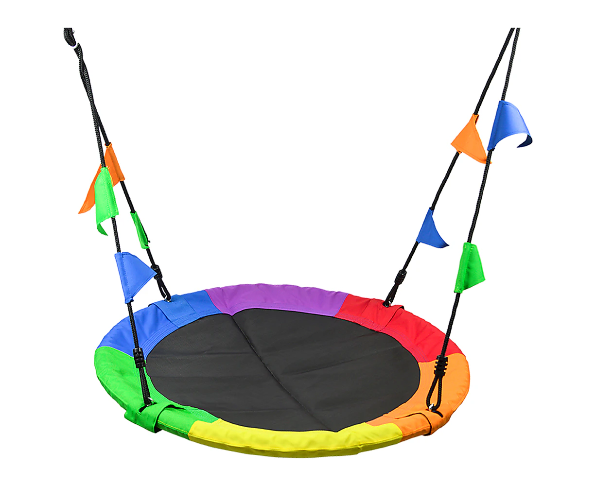 1m Tree Swing in Multi-Color Rainbow Kids Indoor/Outdoor Round Mat Saucer Swing