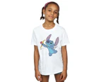Disney Girls Lilo And Stitch Stitch Cupid Valentines Cotton T-Shirt (White) - BI50701