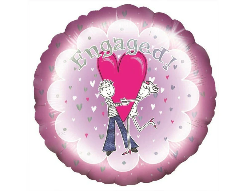 Huggable Heart Engagement Foil Balloon (Pink/Silver/White) - SG28069