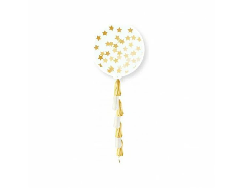 Globos Tassel Stars Confetti Balloon (Clear/Gold) - SG30128