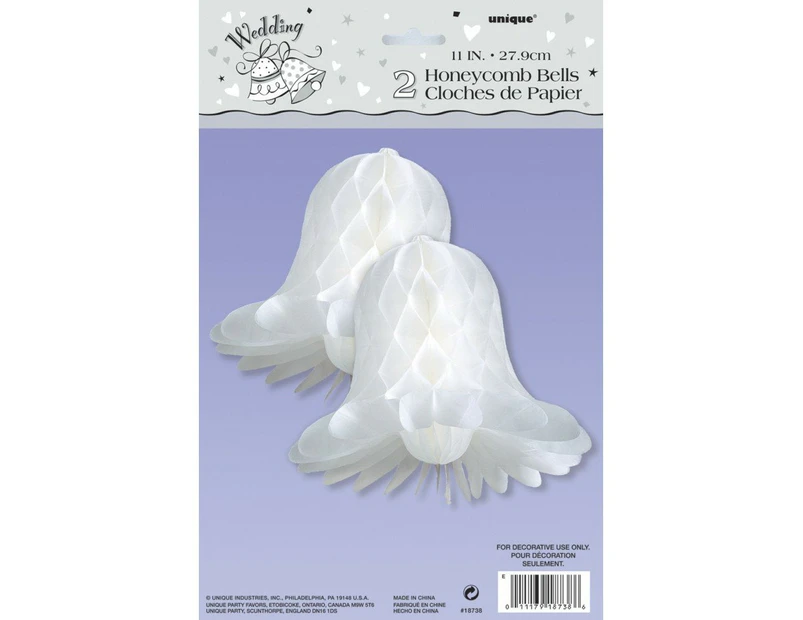 Paper Honeycomb Bell Hanging Decoration (Pack of 2) (White) - SG32264